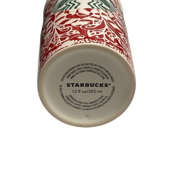 STARBUCKS | 2017 Christmas Ceramic Travel Cup Mug Candy Cane Design 12 oz - Picture 4 of 6